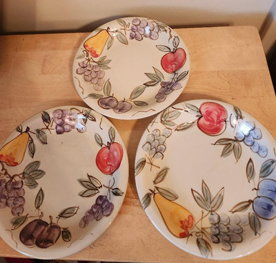 3 Stoneware Home Essentials Saucers - Fruit Medley - 7 1/2 in.
