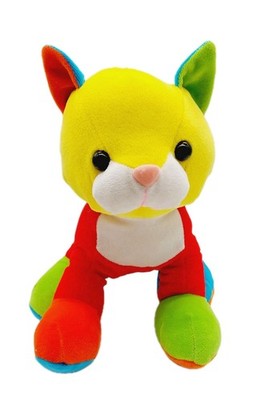 Goffa Plush Kitty Cat Multi-colored  Color Block Stuffed Animal Yellow Red Blue