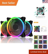 120mm RGB Case Fan Fan,Quiet Edition High Airflow LED Case Fan for PC Cases-3...