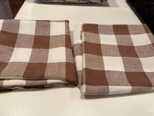 Gingham TableCLOTH Light Brown Khaki and Whit...