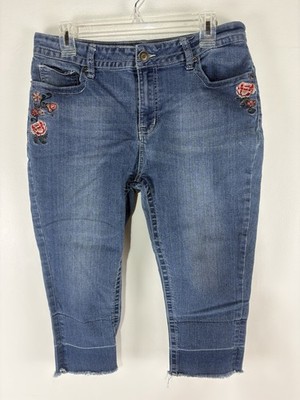 Level Eight Lt Wash Embroidered Cropped Jeans Womens Size 12