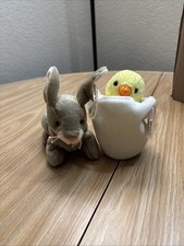 Ty Beanie Baby Eggbert The Egg/Chick 6-inch and Nibbly Plush Toy with Tags Set