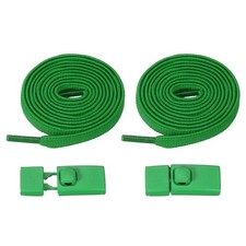 No Tie Shoelaces with 2 Metal Square Buckle Clips, 1Pair  Grass Green
