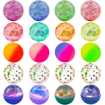 Pelotas saltarinas niños, 20 piezas 5 estilos surtidos con bolsa almacenamiento.