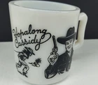 Vintage BLACK HOPALONG CASSIDY WHITE MILK GLASS COFFEE MUG
