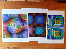 3 Kunstdrucke Victor Vasarely Op Art 62x49cm Lava Cosmos Koska-Urvat