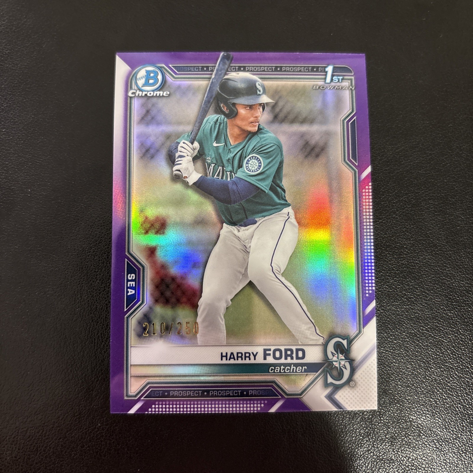 2021 Bowman Chrome 1st Draft Harry Ford Purple Refractor #/250 Seattle Mariners