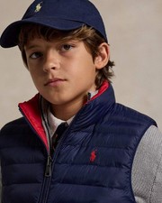 Gilet Ralph Lauren P-Layer 2 reversibile trapuntato blu navy per bambini/ragazzi