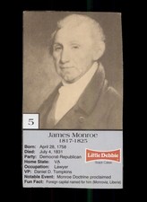 1992 LITTLE DEBBIE U.S PRESIDENTS #5 JAMES MONROE