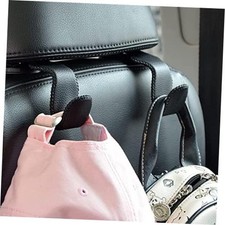2 Pack Car Headrest Hooks, Microfiber Leather  Alloy Purse Hook Holds Black