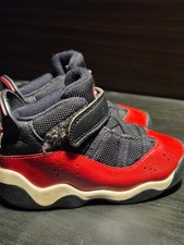 Black and Red Jordan 6 rings toddler shoes size 7c