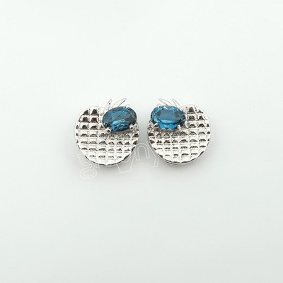 gr8onyou Genuine LONDON BLUE TOPAZ AAA Quality Sterling Silver Stud Earrings