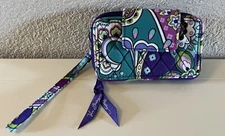Vera Bradley Purple Floral Wristlet Clutch Zipper Wallet - ID|Cards|Coins|Strap