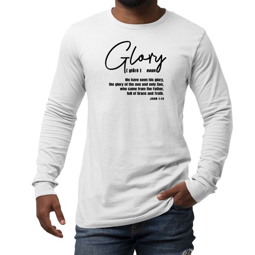 Mens Long Sleeve Graphic T-shirt Glory - Christian Inspiration - Black - Picture 12 of 60
