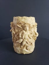 1995 House of Lloyd Candle Pillar Holder Cherubs w/musical Instruments Composite