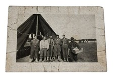 WW2 Era Photo U.S. GIs In Front Of High Tent Base Camp
