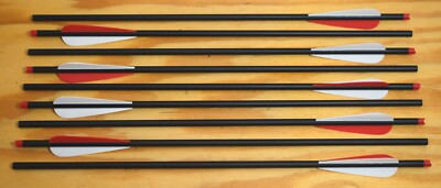 20'' Crossbow Carbon Bolts Super Heavy Hobo Archery White/Red Qty 3 - 12 Weighted