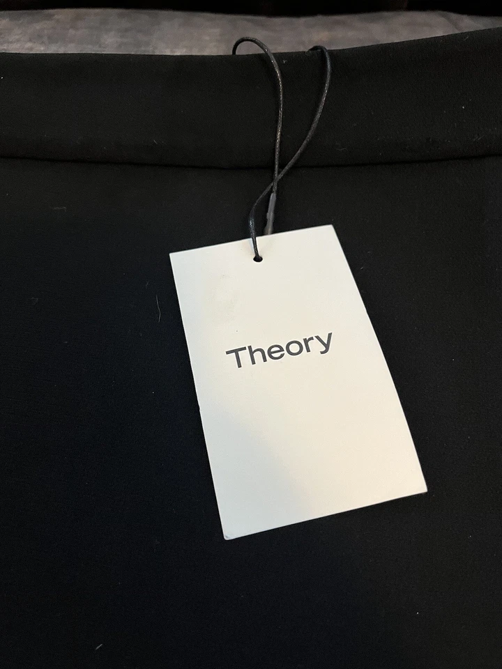 Theory Black Staple Wrap Mini Skirt Size 8 NWT Barneys Fashion Designer - Image 4 of 4
