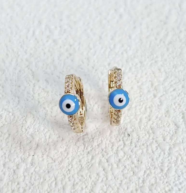 New 18k Gold Plated Evil Eye Small Hoops! 