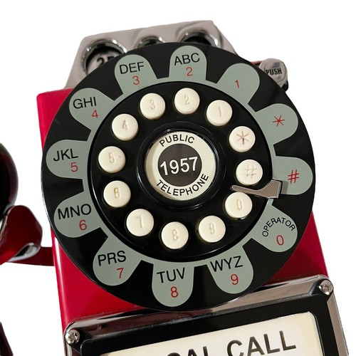 Téléphone payant rouge repro Crosley 1957 banque de pièces modèle CR56 bon état non testé - Photo 3/17