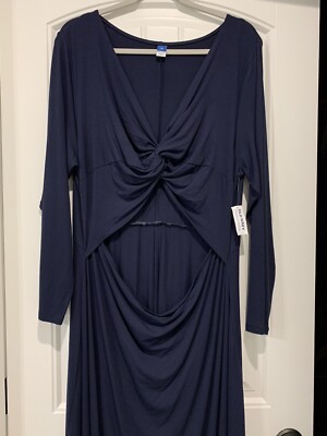 Old Navy Twist Front Dress Cut out Maxi Womens Plus Size 2x Stretch Knit Blue