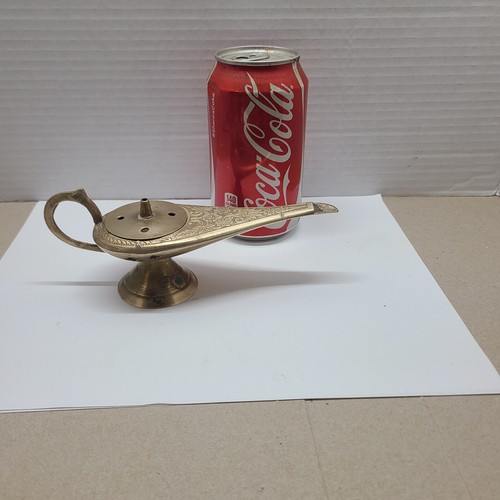 vintage INCENSE BURNER Genie Aladdin lamp small brass with lid India (cd1) - Picture 6 of 6