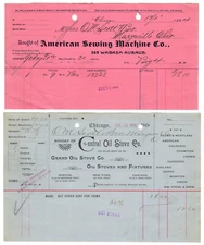 12 Illinois Billheads - 1890 — 1895 - Plows, Stoves, Buggies, Sewing Machines +
