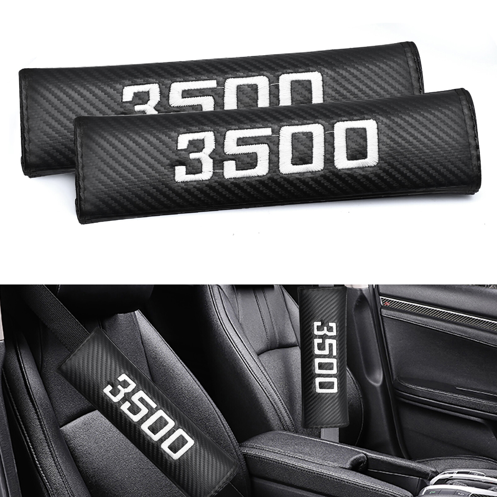 2PCS Carbon Fiber Car Seat Belt Pads Safety Belt Cover Protector For Ram 3500