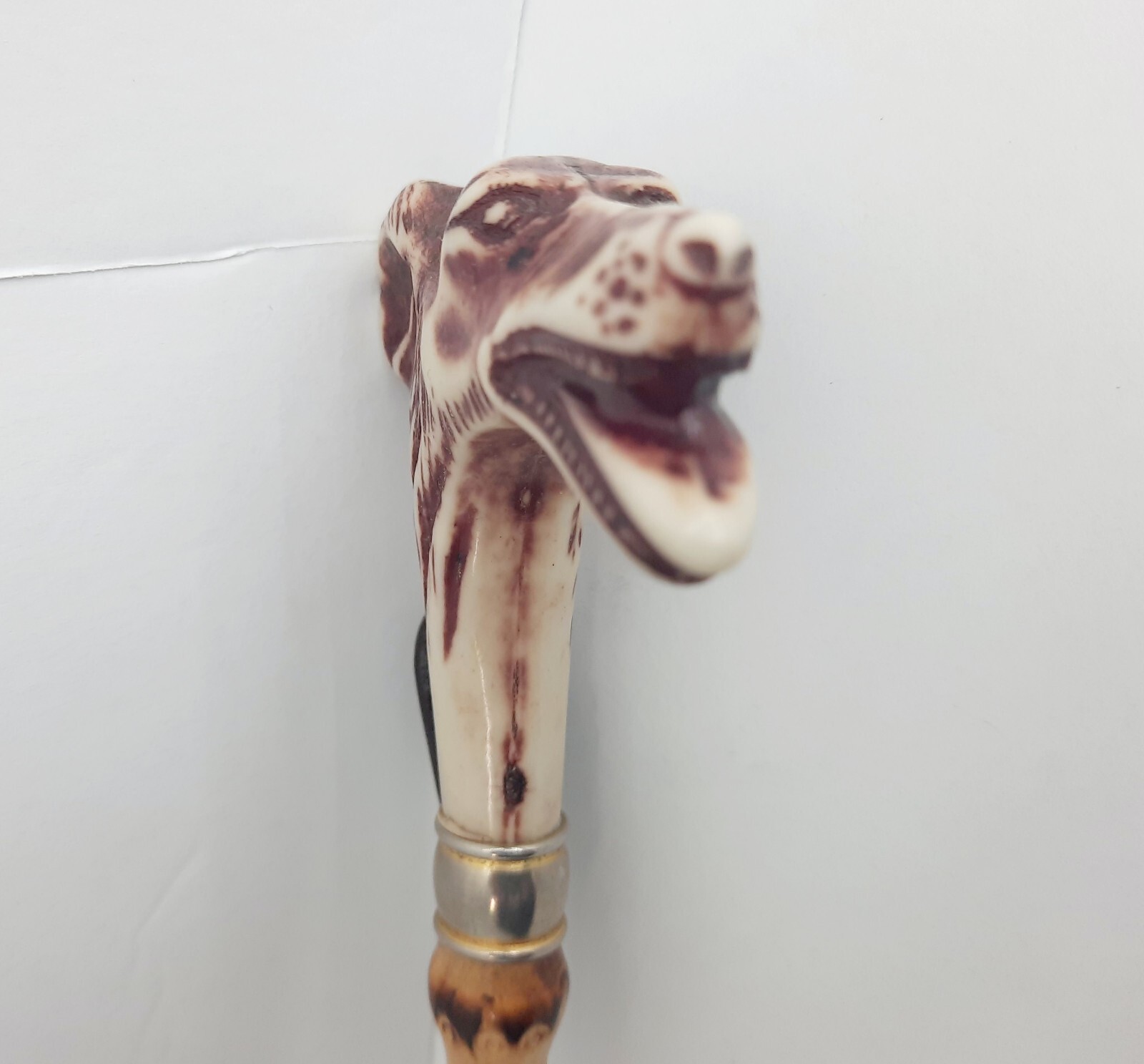 Vintage Italian Bamboo Resin/ Metal Dog Head Shoe Hor… Gem