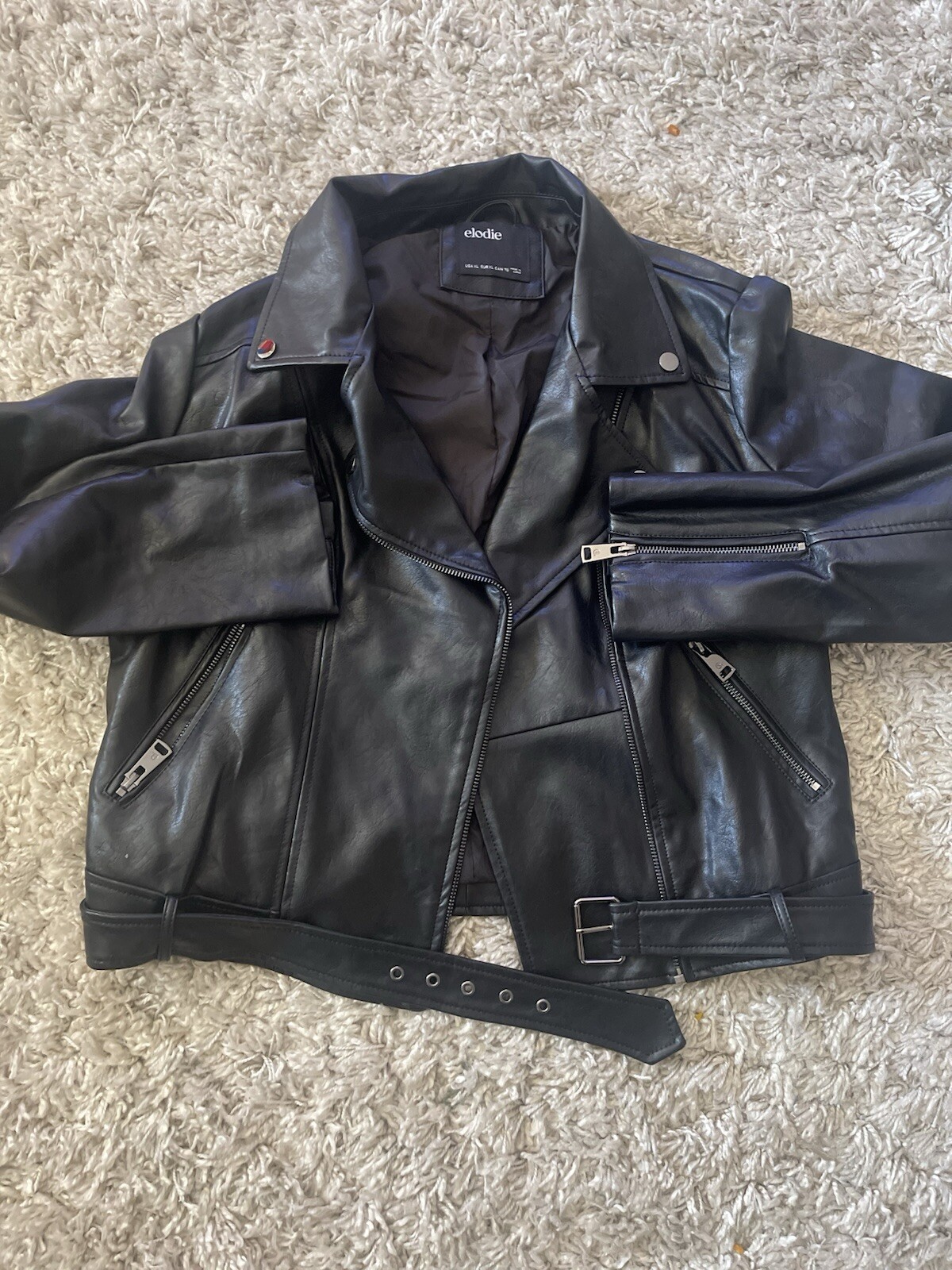 Faux leather black motorcycle jacket size XL