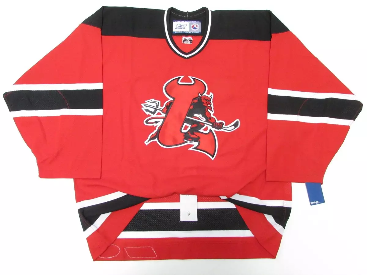 LOWELL DEVILS AUTHENTIC AHL PRO WHITE REEBOK 6100 HOCKEY JERSEY SIZE 54