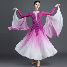 Latin Ballroom Dance Dress Modern Salsa Waltz Standard Long Dress J077 3 Colors