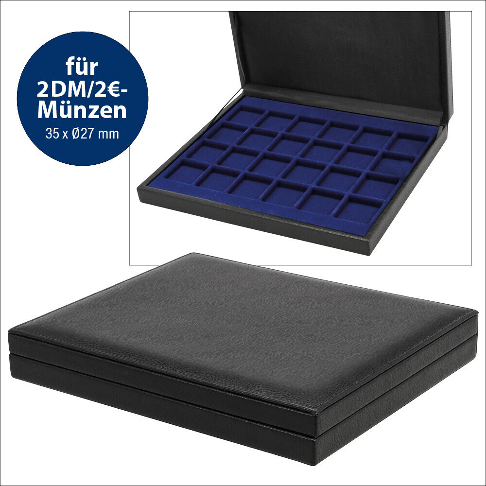 Münz-kassetten In Luxeriöser Lederausstattung Mit Königsblauem