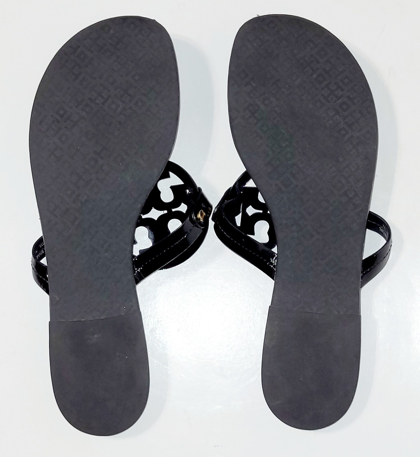 Tory Burch Miller Sandals Logo Black Patent Leather Thong FlipFlop Flats Wms 10M thumbnail 15
