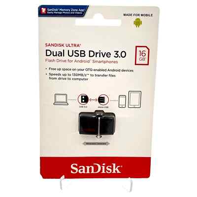 Sandisk Ultra Plus Dual USB Drive 3.0 + microUSB High Speed Transfer 16 GB