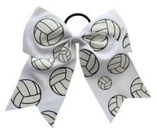 NEW "GLITTERY VOLLEYBALL" Cheer Bow Pony Tail Ribbon Girls Hair Cheerleading