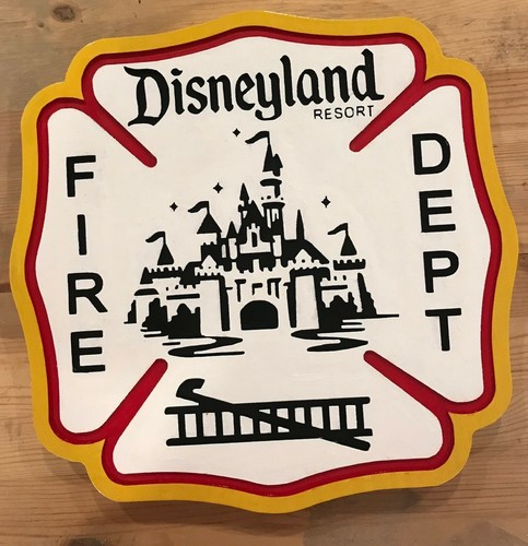 Fire Department Disneyland 3D routed wood patch plaque Custom carved