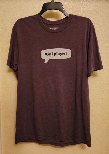 Men's Large Blizzard Hearthstone Well Played Brown Graphic Shirt