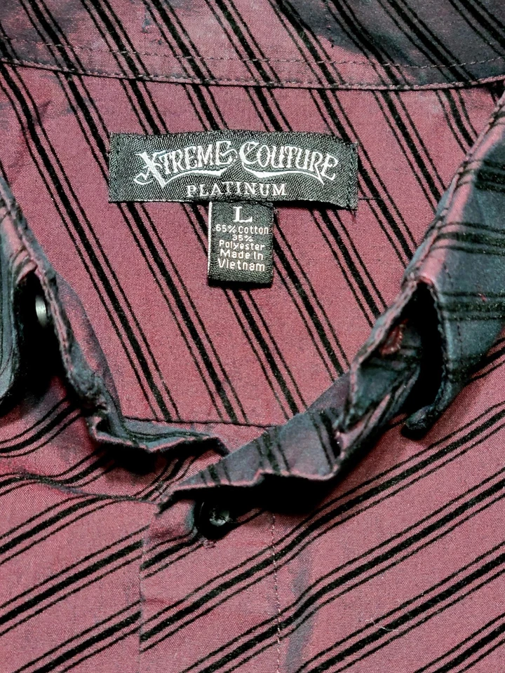 Camisa de manga larga con botones Extreme Couture para hombre talla L Y2k Foto 2 de 3