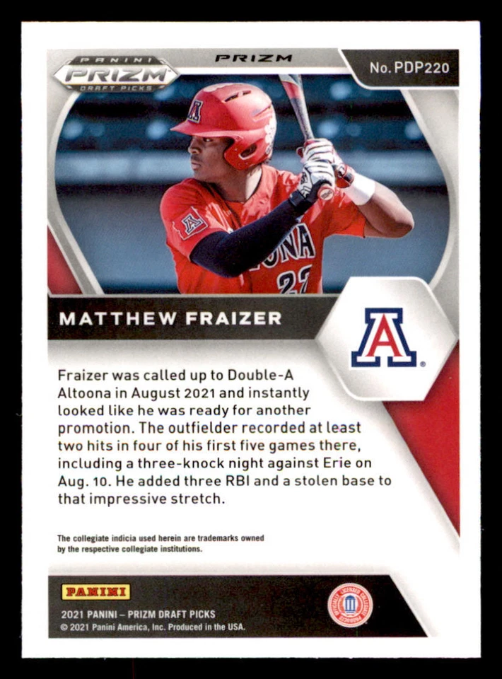 2021 Panini Prizm Draft Picks Prizms Pink Velocity #220 Matthew Fraizer - Image 2 of 2