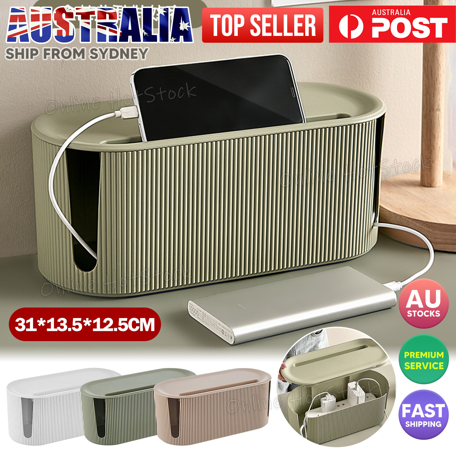 1/2x Organizer Cable Storage Box Tidy Wire Management Case Power Plug Socket AU