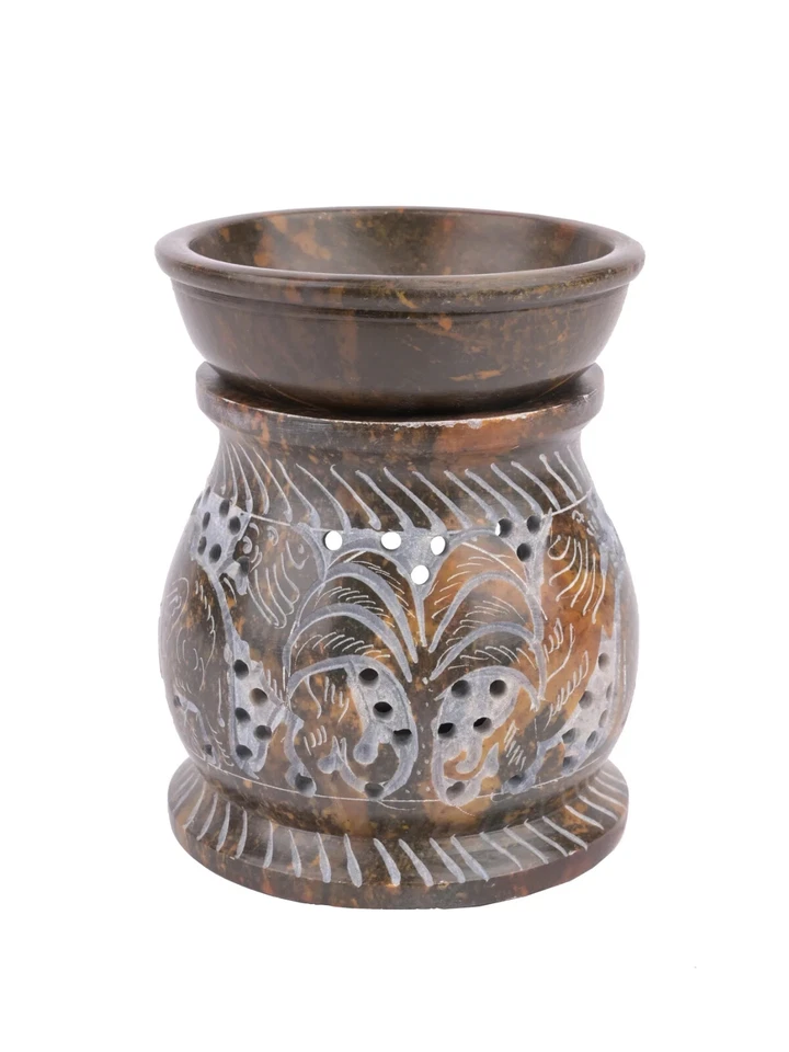 Soapstone carved Oil Burner Aroma Diffuser - 4 inches ( set of 2 ) - Image 2 of 4