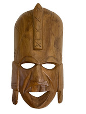 Hand Carved Wooden Hawaiian Tiki Face Mask Tribal Wall Art 8 x 5