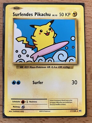 Pokemon     Surfendes Pikachu LV.13 111/108   SECRET RARE NM-/EXC Los2