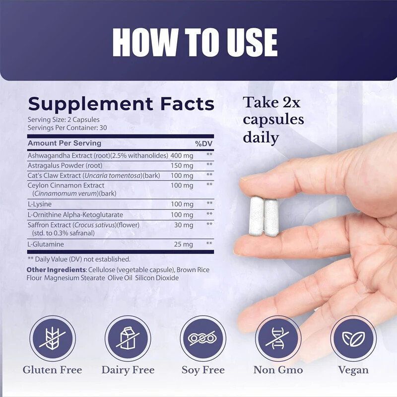 A supplement containing South African eggplant, cat paw, and astragalus