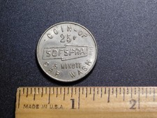 VINTAGE MEDAL TOKEN SOFSPRA COIN OP CAR WASH GOOD FOR 5 MINUTES