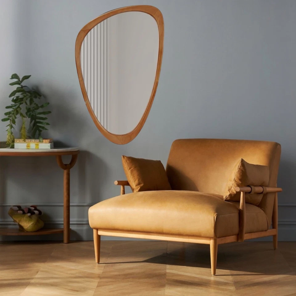 NOVO West Elm Grande Moldura de Madeira Assimétrica Pendurada na Parede Espelho Abstrato 20 X 30 - Imagem 2 de 4