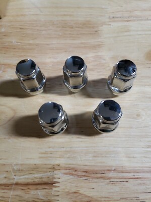 5 Pcs RV Trailer Camper 1/2'' - 20 CHROME Bulge style Wheel Lug Nuts Rim Acron