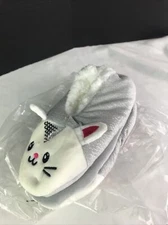 Wonder Nation Girls Sherpa Sequin Cat Ballet Slippers Size 8-13 Grey