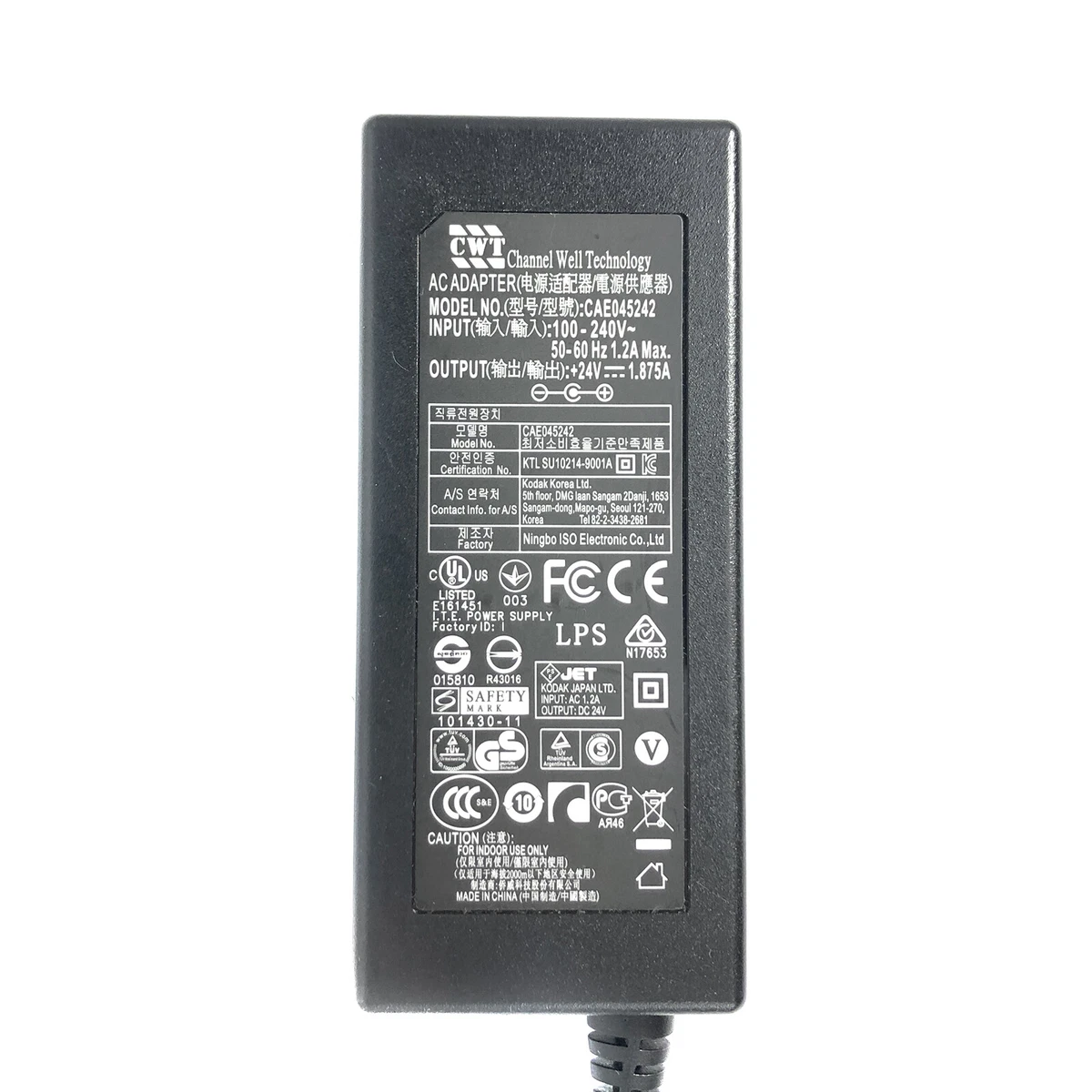 Genuine CWT CAE045242 AC Power Supply Adapter 24V 1.875A 45W OEM n 